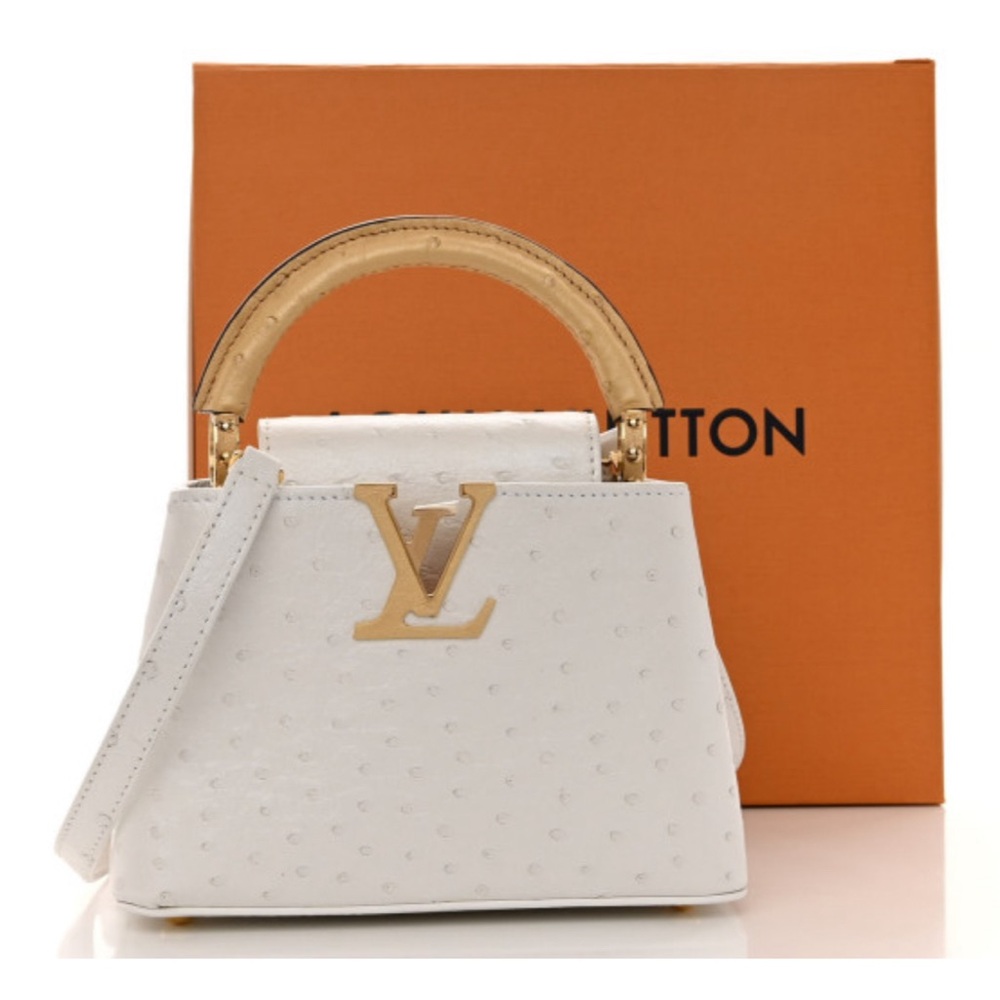 Louis Vuitton mini capucines Ostrich White pearl/gold